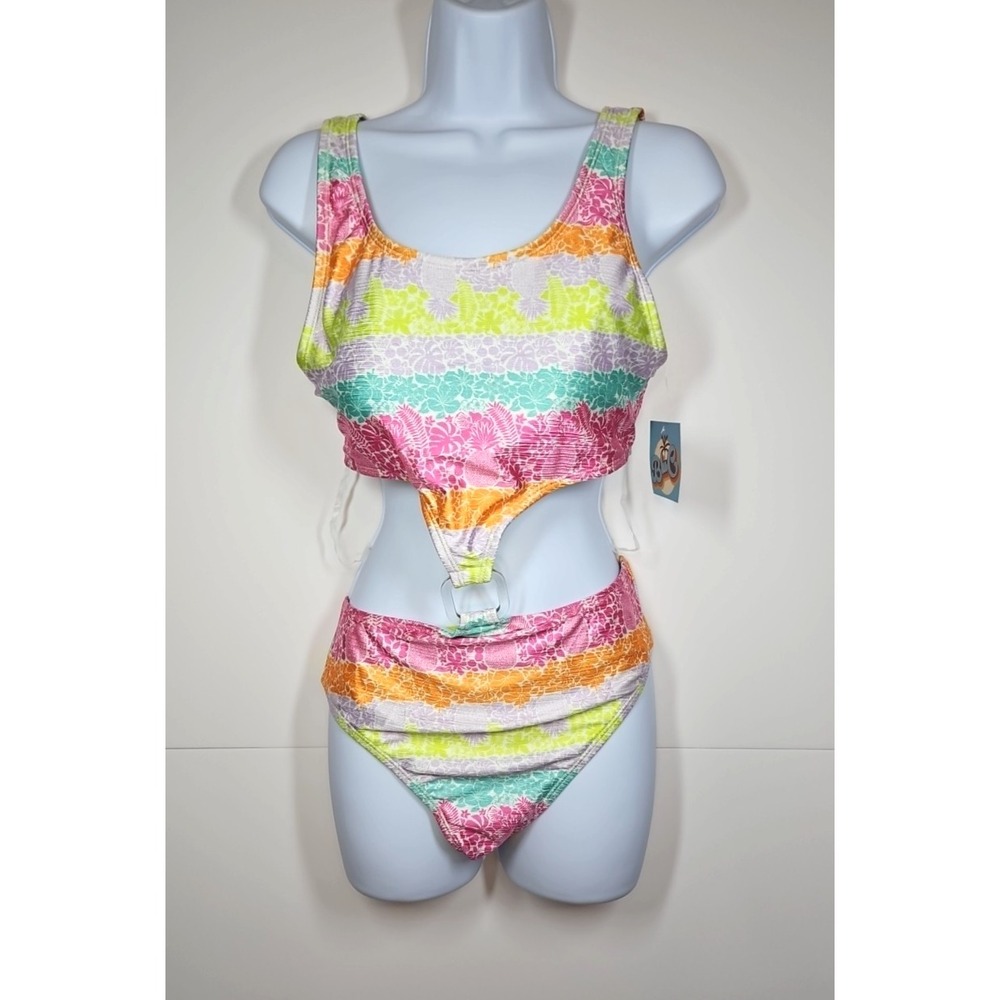 Blu C Women's Tropical Colorful Two Piece‎ Bikini Set Size Large NWT